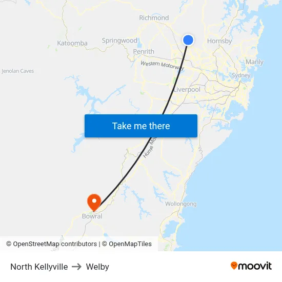 North Kellyville to Welby map