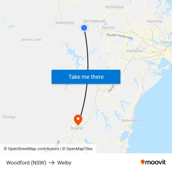 Woodford (NSW) to Welby map