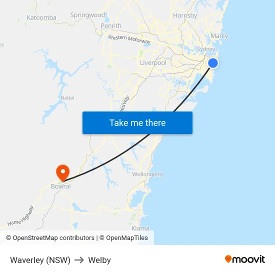 Waverley (NSW) to Welby map