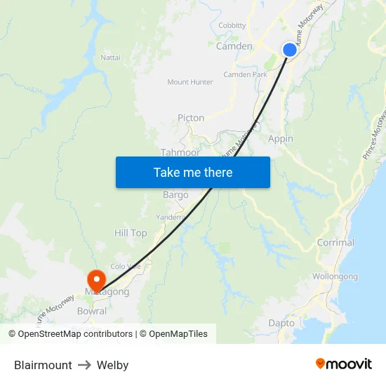 Blairmount to Welby map