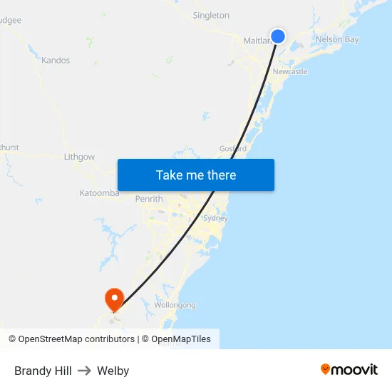 Brandy Hill to Welby map