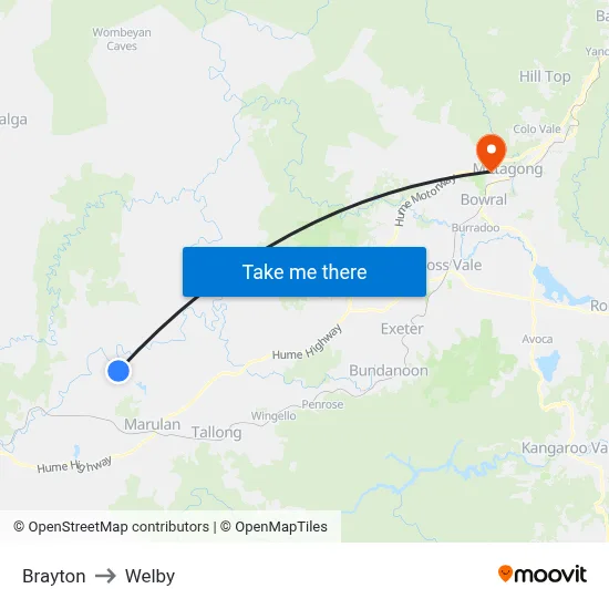 Brayton to Welby map