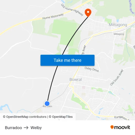 Burradoo to Welby map