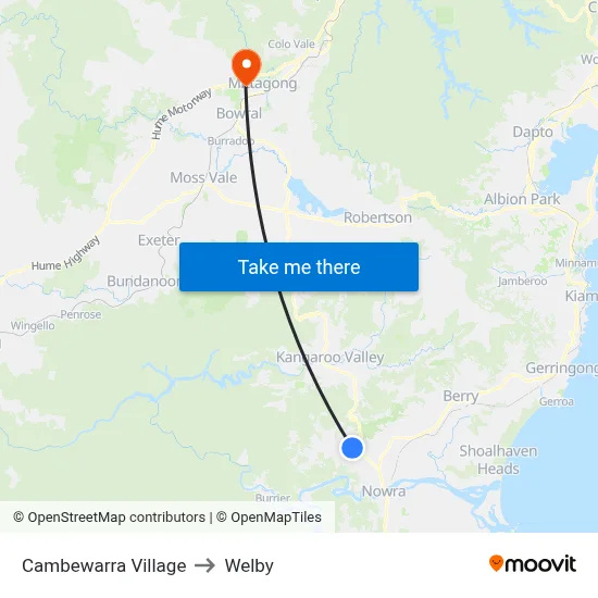 Cambewarra Village to Welby map