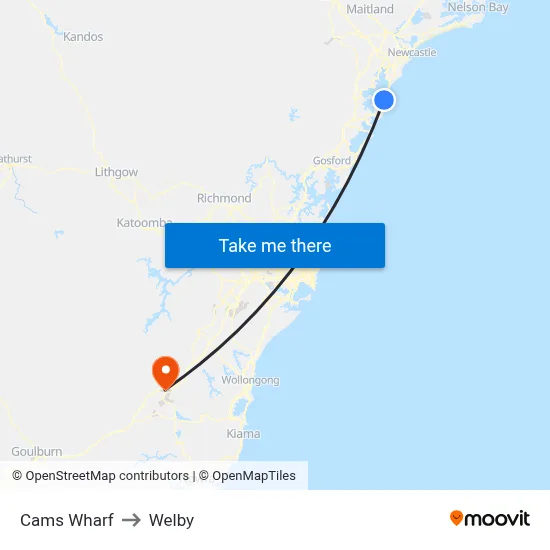 Cams Wharf to Welby map