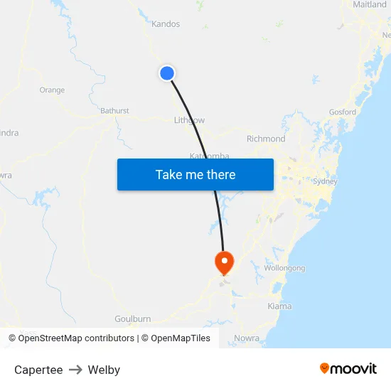 Capertee to Welby map