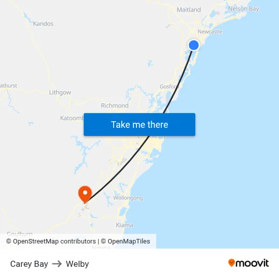 Carey Bay to Welby map