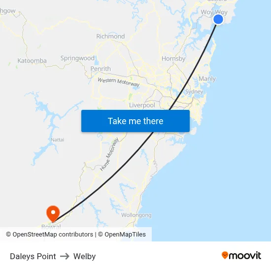 Daleys Point to Welby map