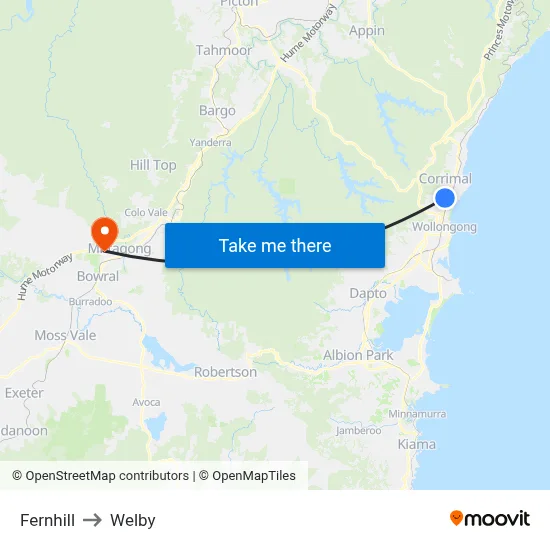 Fernhill to Welby map