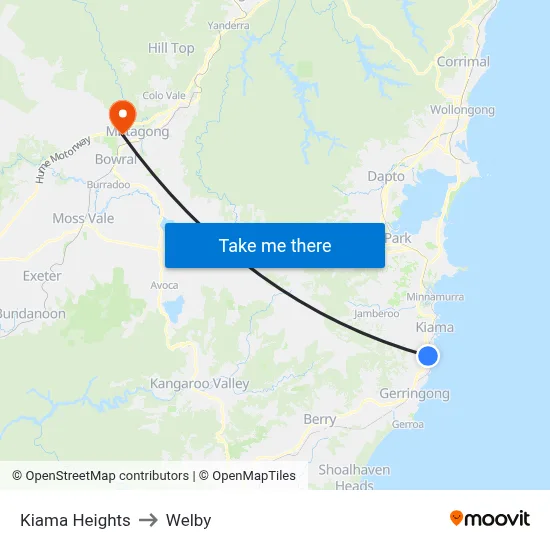 Kiama Heights to Welby map
