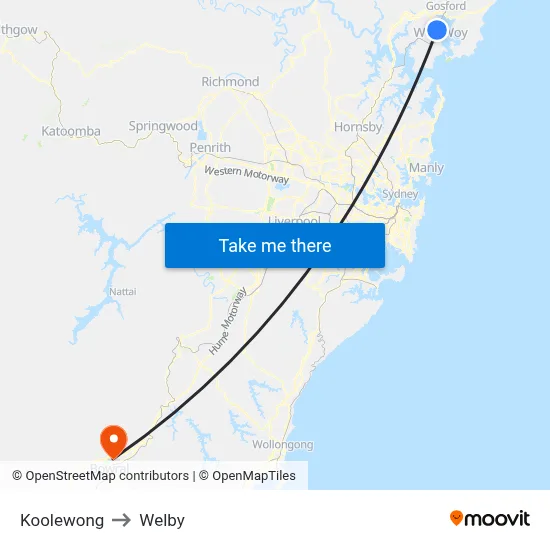 Koolewong to Welby map