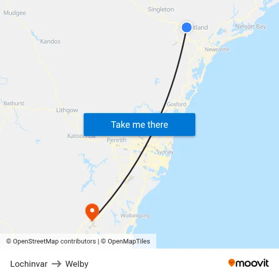 Lochinvar to Welby map