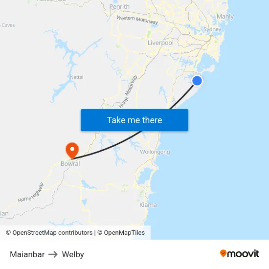 Maianbar to Welby map