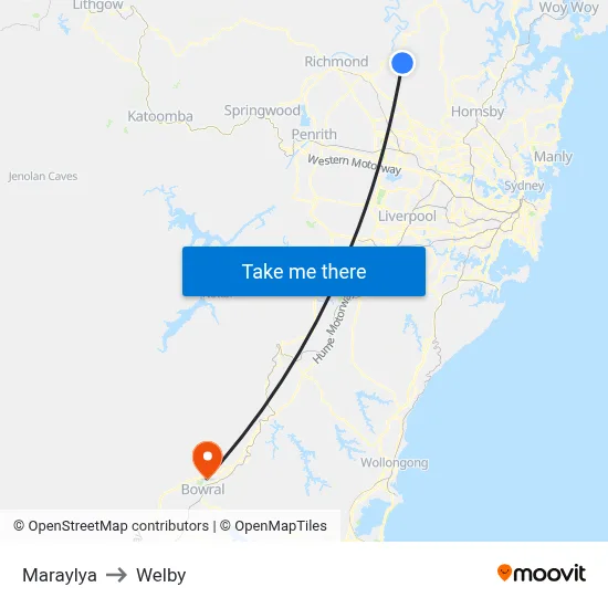 Maraylya to Welby map