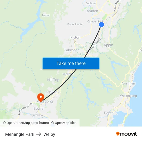 Menangle Park to Welby map