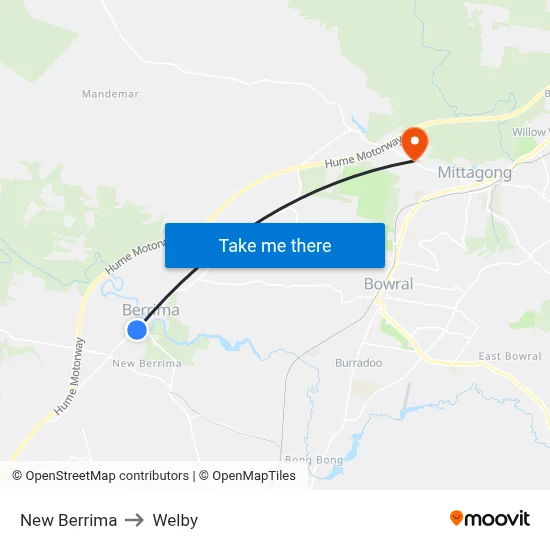 New Berrima to Welby map