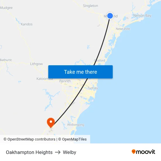 Oakhampton Heights to Welby map