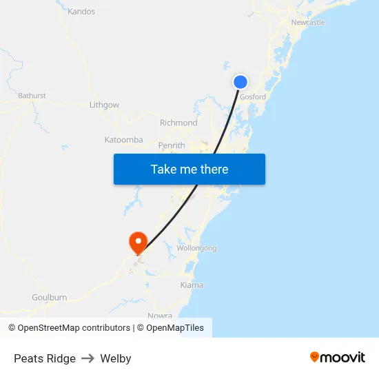 Peats Ridge to Welby map