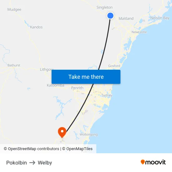 Pokolbin to Welby map