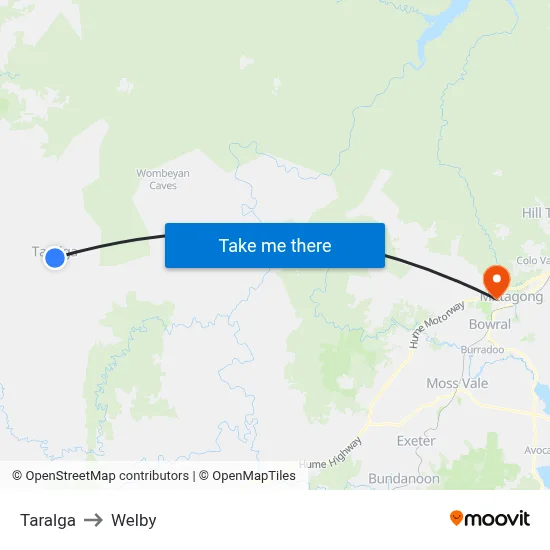 Taralga to Welby map