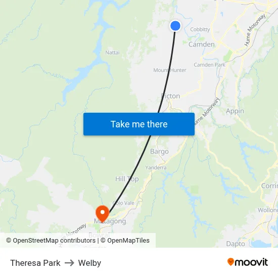 Theresa Park to Welby map