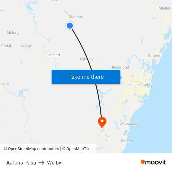 Aarons Pass to Welby map