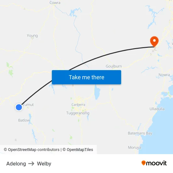 Adelong to Welby map