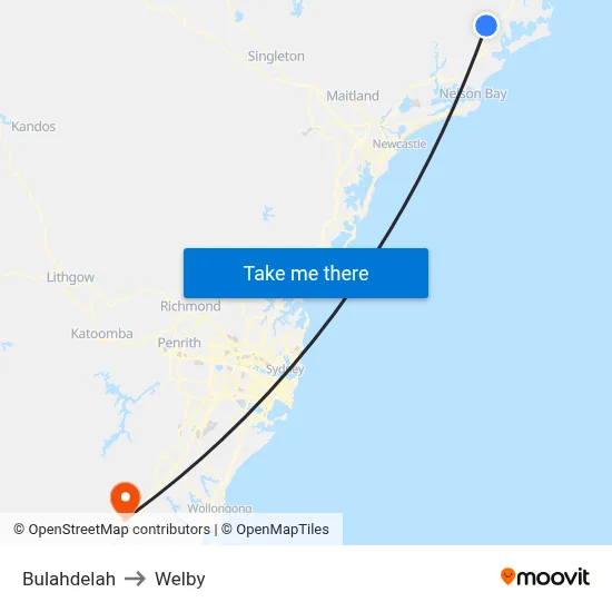 Bulahdelah to Welby map