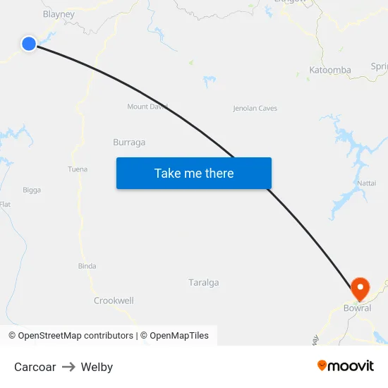Carcoar to Welby map