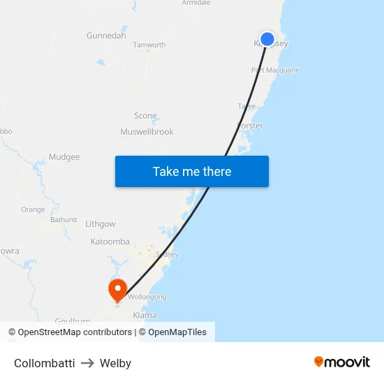Collombatti to Welby map