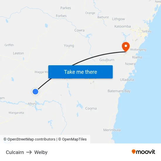 Culcairn to Welby map