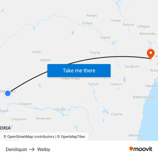 Deniliquin to Welby map