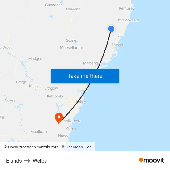 Elands to Welby map