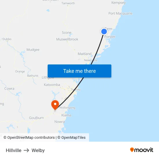 Hillville to Welby map
