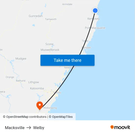 Macksville to Welby map