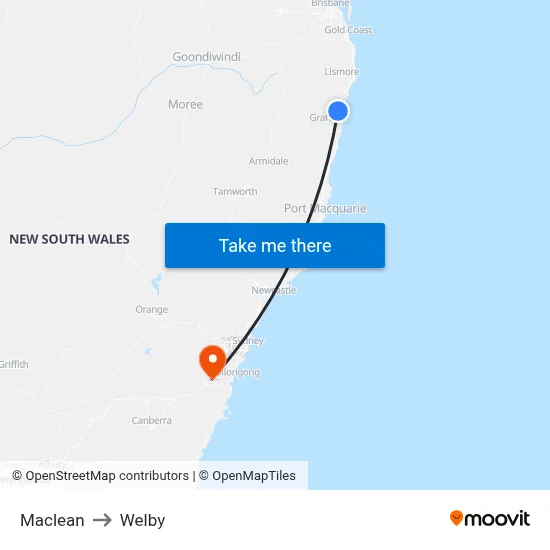 Maclean to Welby map