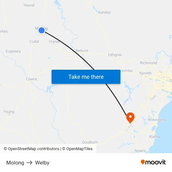 Molong to Welby map