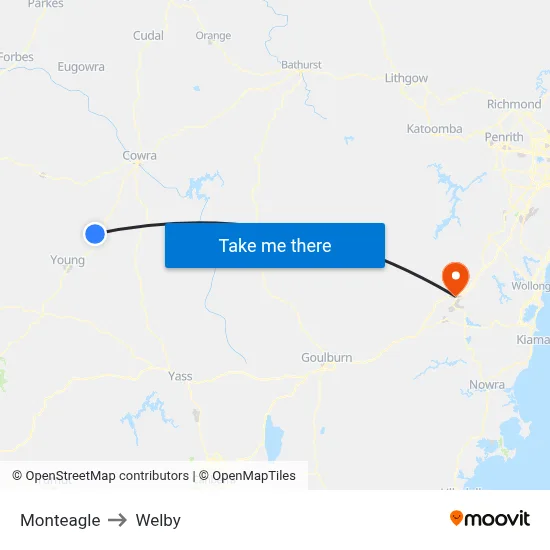 Monteagle to Welby map