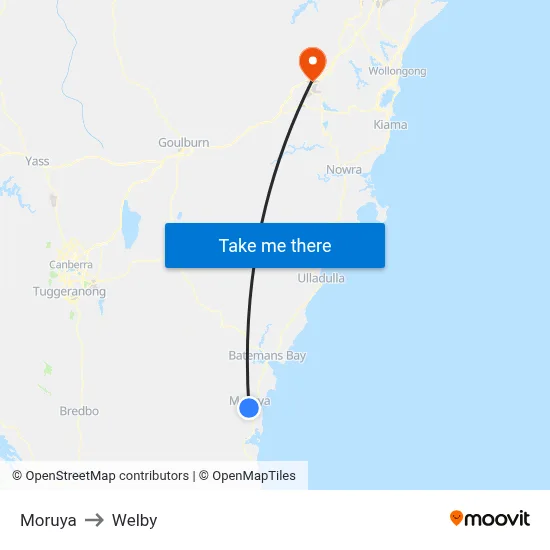 Moruya to Welby map