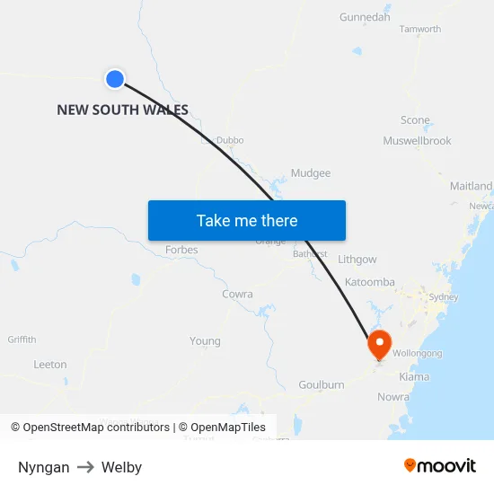 Nyngan to Welby map