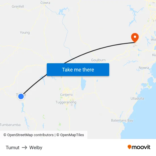 Tumut to Welby map