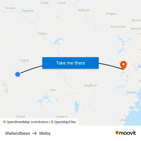 Wallendbeen to Welby map