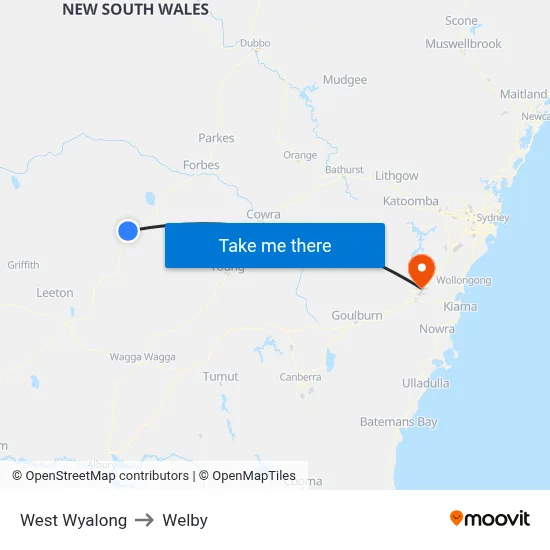 West Wyalong to Welby map