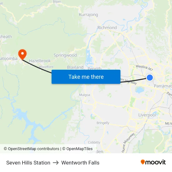 Seven Hills Station to Wentworth Falls map
