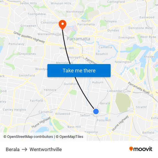 Berala to Wentworthville map