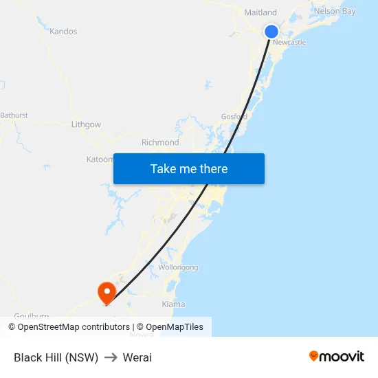 Black Hill (NSW) to Werai map