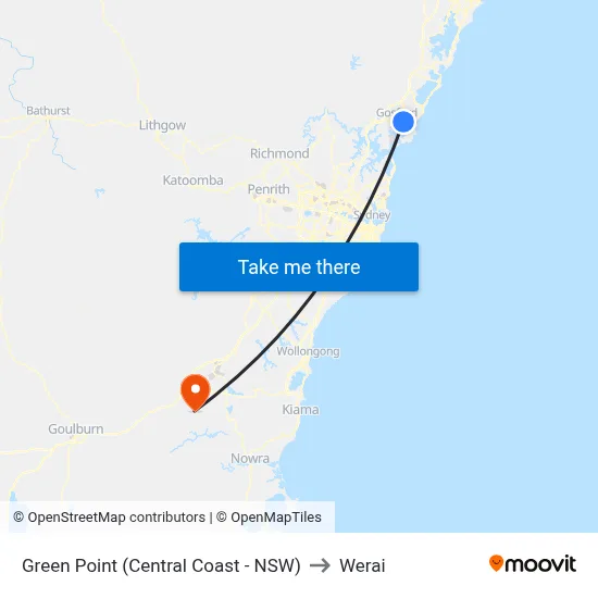 Green Point (Central Coast - NSW) to Werai map