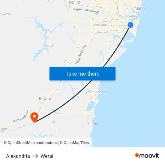 Alexandria to Werai map