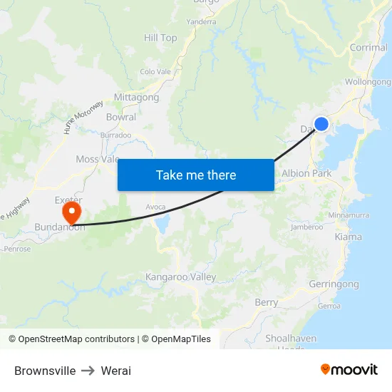 Brownsville to Werai map
