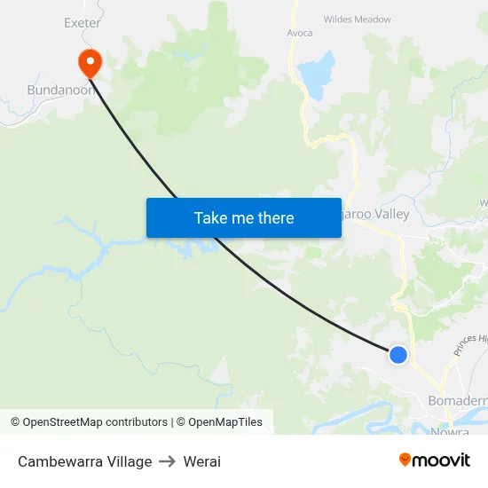 Cambewarra Village to Werai map